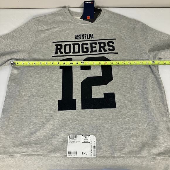 Aaron Rodgers #12 NFLPA Player Issued Crewneck Sweatshirt FANATICS Gray XXL 2XL - Picture 6 of 8